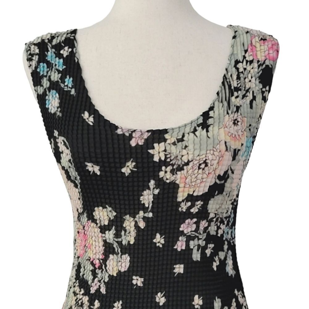 Vintage Nicola Black Floral Sheer Button Down Blouse With Matching Shell Size M - Picture 5 of 9